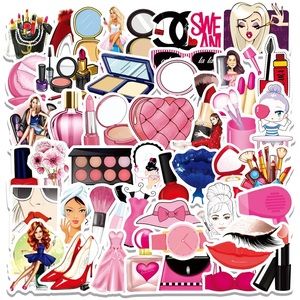 50pcs Pink Makeup Waterproof Vinyl Decal Stickers